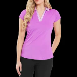 Cap Sleeve Print Trim Lisle